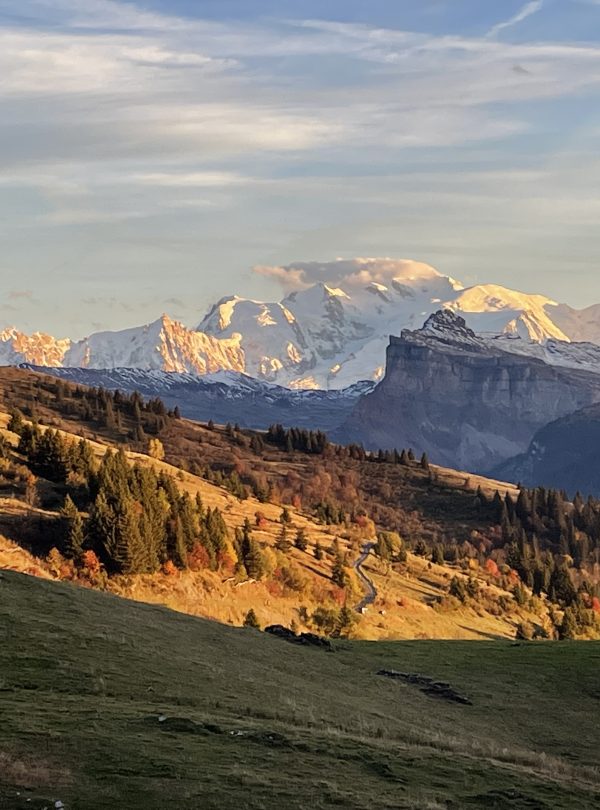 A golden hour view towards Mont Blanc.